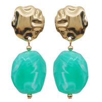 Resin Zinc Alloy Earring, with Resin, Geometrical Pattern, gold color plated & for woman 