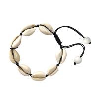 Shell Bracelet, with Abrazine Stone & Wax Cord, Unisex 8mm Approx 6.8-10.8 Inch 