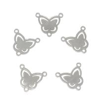 Stainless Steel Charm Connector, Butterfly, 1/2 loop Approx 1.4mm 