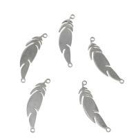 Stainless Steel Charm Connector, Feather, 1/1 loop Approx 1.6mm 