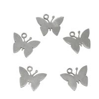 Edelstahl Tier Anhänger, Schmetterling, keine, 14.5x12x1mm, Bohrung:ca. 1.5mm, 300PCs/Tasche, verkauft von Tasche