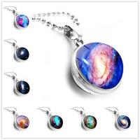 Time Gem Jewelry Necklace, Zinc Alloy, with Organic Glass, platinum color plated, Unisex 16mm Approx 15.5 Inch 