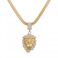 Rhinestone Zinc Alloy Necklace, Lion, gold color plated, Unisex & with rhinestone Approx 15.5 