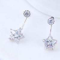 Cubic Zircon Brass Earring, with Cubic Zirconia, stainless steel post pin, plated, for woman 20*10mm 