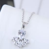 Brass Cubic Zirconia Necklace, with Cubic Zirconia, plated, for woman, silver color, 420*20*14mm 