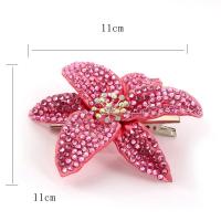 Alligator Hair Clip, Zinc Alloy, with PU Leather, for woman & with rhinestone 