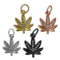 Brass Leaf Pendants, Maple Leaf, plated, micro pave cubic zirconia Approx 3.5mm 