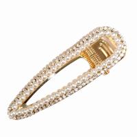 Alligator Hair Clip, Iron, with ABS Plastic Pearl, plated & for woman & with rhinestone, 60-80mm 