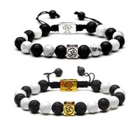 Lava Bead Bracelet, with Howlite & Cotton Cord & Zinc Alloy, plated, fashion jewelry & Unisex 8mm Approx 7 Inch 