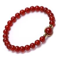 Red Agate Bracelets, with Gemstone & Unisex, 6mm, 8mm Approx 6.8 Inch 