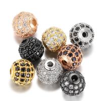 Cubic Zirconia Micro Pave Brass Beads, Round, plated & micro pave cubic zirconia Approx 1.5mm 