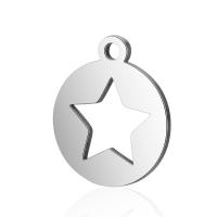 Stainless Steel Star Pendant, Round, for woman & hollow, original color Approx 2mm 