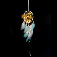 Fashion Dream Catcher, Iron, with Velveteen & Feather & Wood, handmade, blue 