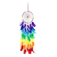 Fashion Dream Catcher, Iron, with Velveteen & Feather & Wood, handmade, multi-colored 