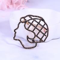 Zinc Alloy Jewelry Brooch, Face, gold color plated, micro pave cubic zirconia & for woman & hollow, black 
