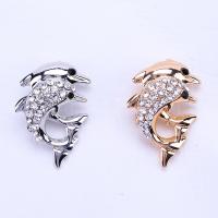 Zinc Alloy Jewelry Brooch, Dolphin, plated, for woman & with rhinestone 