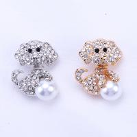 Zinc Alloy Jewelry Brooch, with Plastic Pearl, Dog, plated, for woman & with rhinestone 