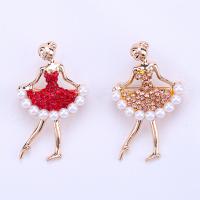 Zinc Alloy Jewelry Brooch, with Plastic Pearl, Girl, plated, for woman & with rhinestone 