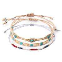 Nylon Cord Bracelets, with Seedbead, Round, Adjustable & three pieces & for woman, mixed colors, nickel, lead & cadmium free, 280mm 