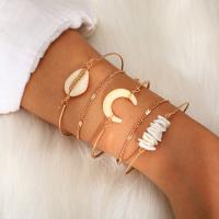 Zinc Alloy Bracelet Set, bracelet, with Shell, plated, 5 pieces & for woman, golden 