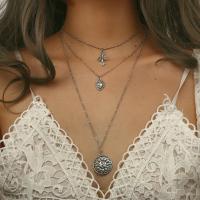 Multi слой ожерелье, цинковый сплав, Другое покрытие, многослойный & Женский, серебряный, продается Strand