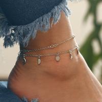 Zinc Alloy Anklet, plated, multilayer & for woman, silver color 