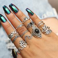 Zinc Alloy Ring Set, finger ring, plated, 13 pieces & for woman, silver color 
