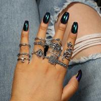 Zinc Alloy Ring Set, finger ring, plated, 12 pieces & for woman, silver color 