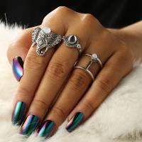 Zinc Alloy Ring Set, finger ring, plated, three pieces & for woman, silver color 