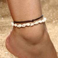 Zinc Alloy Anklet, with Shell, plated, multilayer & for woman, white 