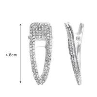 Alligator Hair Clip, Brass, for woman & with rhinestone, silver color, 48mm 