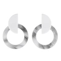 Acryl Tropfen Ohrring, für Frau, weiß, 44x60mm, verkauft von Paar