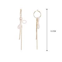 Brass Tassel Earring, with Plastic Pearl, for woman & with rhinestone, golden, 137mm 