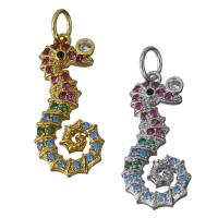 Animal Brass Pendants, Seahorse, plated, micro pave cubic zirconia Approx 3.5mm 