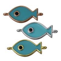 Enamel Brass Connector, Fish, plated, 1/1 loop Approx 1mm 