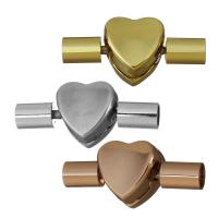 Stainless Steel European Clasp, Heart, plated, with end cap 3mm,3mm 