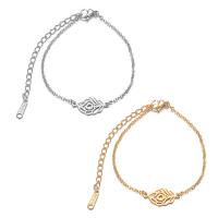 Stainless Steel Chain Bracelets, with 6cm extender chain, Leaf, oval chain & for woman & hollow Approx 5.91 Inch 