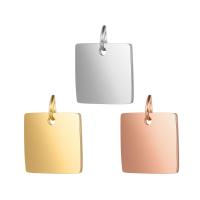 Stainless Steel Pendants, Square, Unisex Approx 4mm 