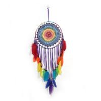Fashion Dream Catcher, Iron, with Cotton Thread & Feather, handmade, multi-colored 
