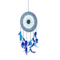 Fashion Dream Catcher, Iron, with Feather, handmade, blue 
