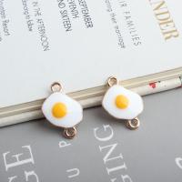 Enamel Zinc Alloy Connector, Fried Egg, gold color plated, 1/1 loop Approx 1mm 