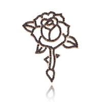 Zinc Alloy Jewelry Brooch, Rose, gold color plated, micro pave cubic zirconia & for woman & hollow, black 