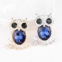 Zinc Alloy Jewelry Brooch, with Crystal, Owl, plated, for woman 