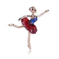 Zinc Alloy Jewelry Brooch, Girl, rose gold color plated, for woman & enamel, red 