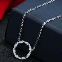 Brass Cubic Zirconia Necklace, with Cubic Zirconia, plated, for woman, silver color, 400*14mm 