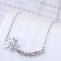 Brass Cubic Zirconia Necklace, with Cubic Zirconia, plated, for woman 420*33*12mm 
