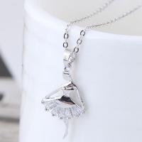Brass Cubic Zirconia Necklace, with Cubic Zirconia, plated, for woman, silver color, 420*30*15mm 