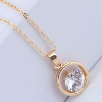 Brass Cubic Zirconia Necklace, with Cubic Zirconia, plated, for woman, golden 