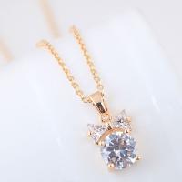 Brass Cubic Zirconia Necklace, with Cubic Zirconia, plated, for woman 