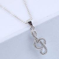 Brass Cubic Zirconia Necklace, with Cubic Zirconia, plated, for woman, silver color, 420mm 